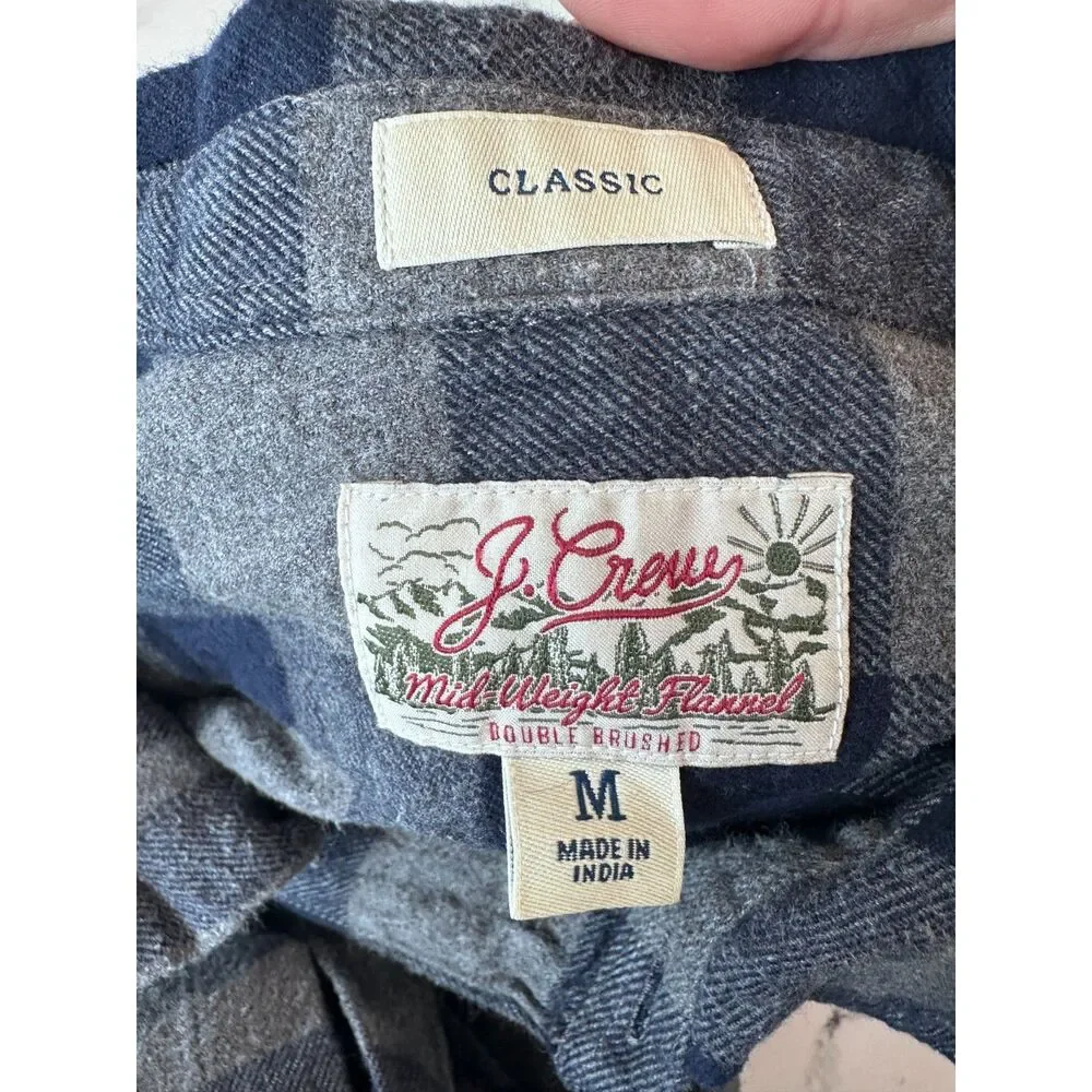 J.Crew Blue and Gray Flannel Button Down Shirt Mens Size Medium